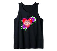 True Crime Lover x Flor Corazón Tradicional Tatuaje Flash Camiseta sin Mangas