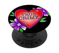 True Crime Lover x Flor Corazón Tradicional Tatuaje Flash PopSockets PopGrip Adhesivo