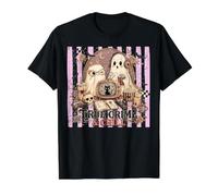 True Crime Show TV Fantasmas Halloween Preppy Stripe Mujeres Camiseta gráfica económica, Hombre, Negro, M