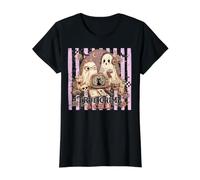 True Crime Show TV Fantasmas Halloween Preppy Stripe Mujeres Camiseta gráfica económica, Mujer, Negro, L