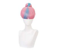 True Damage Qiyana Rosa Blue Peluca con moño Cosplay Disfraz de Pelo Sintético Resistente al Calor Mujeres Fiesta Pelucas HG-100 Rosa