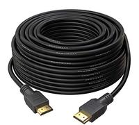 True HQ Cable HDMI de alta velocidad de 25 m con Ethernet ARC 3D | Diseñado en el Reino Unido | Full HD 1080P compatible con PS4 Xbox One Sky HD TV Laptop PC Monitor CCTV | Negro y chapado en oro