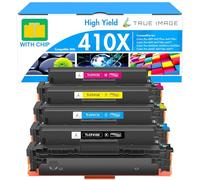 True Image Cartucho de tóner Compatible de Repuesto para 410X CF410X CF411X CF412X CF413X LaserJet Pro MFP M477fdw M477fdn M377dw M452nw M452dn M477fnw M452dw (Negro, Cian, Amarillo, Magenta, 4
