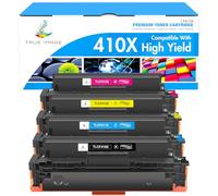 True Image Cartucho de tóner Compatible de Repuesto para 410X CF410X CF411X CF412X CF413X LaserJet Pro MFP M477fdw M477fdn M377dw M452nw M452dn M477fnw M452dw (Negro, Cian, Amarillo, Magenta, 4