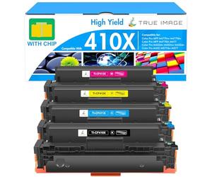 True Image Cartucho de tóner Compatible de Repuesto para 410X CF410X CF411X CF412X CF413X LaserJet Pro MFP M477fdw M477fdn M377dw M452nw M452dn M477fnw M452dw (Negro, Cian, Amarillo, Magenta, 4