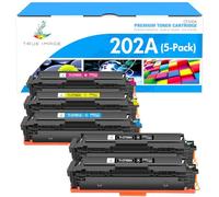 TRUE IMAGE Cartucho de tóner compatible de repuesto para HP 202A CF500A 202X Color Laserjet Pro MFP M281fdw M281cdw M254dw M281fdn M254dn M254nw M281 M254 Toner Printer Ink (BK/C/Y/M, 5 unidades)