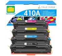 True Image - Cartuchos de tóner de Repuesto para HP 410A CF410A 410X CF410X Laserjet Pro MFP M477fdw M477fdn M377dw M452nw M452dn M477fnw (Negro, Cian, Amarillo y Magenta)
