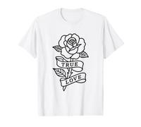 True Love Rose Tattoo Old School Flash Gráfico Camiseta gráfica económica