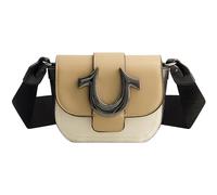 True Religion Bolso cruzado para mujer, mini solapa ajustable, bolso de mano con logotipo de herradura, Camello, 5.5 x 6.5 x 3 inches