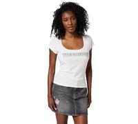 True Religion Camo Square Neck Top Camiseta, Blanco (Optic), M para Mujer