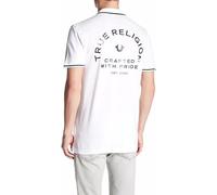 True Religion Crafted with Pride Polo Camisa, Blanco con Ribete Negro, M para Hombre