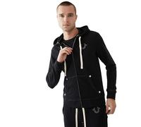 True Religion Hombre Buddha Logo Zip Hoodie Sweatshirt, Black, XL