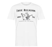 True Religion Camiseta de Buda Metálica De Manga Corta, Blanco/Negro, L para Hombre