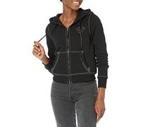 True Religion Mujer Big T Classic Zip Hoodie, Jet Black, XL