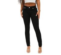 True Religion Women's Halle Mid Rise Super Skinny Fit Jeans Denim Single Needle Stitching, Black Body Rinse Color - Size 27