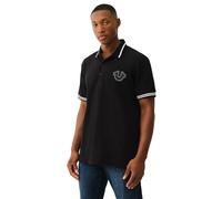 True Religion Polo de Manga Corta con Logotipo de Buda para Hombre, Negro Azabache, XXL