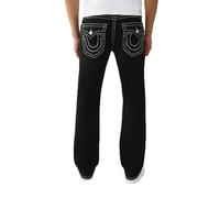 True Religion Ricky Big T Flap - Jeans Rectos para Hombre, Enjuague Negro, 32W