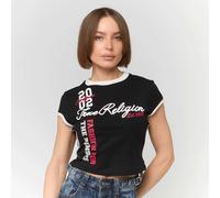 True Religion Sporty Cap Sleeves Ringer Baby Tee negro M