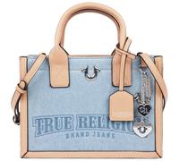 True Religion Tote Bag, Women's Bombe Logo Travel Purse Handbag, Bolso de Viaje Mujer, Azul (Denim)