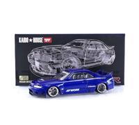 True Scale Miniatures Modelo de Coche Compatible con Nissan Skyline GT-R (R33) Kaido Works V2 Blue Limited Edition 1/64 Diecast Model Car Kaido House KHMG089
