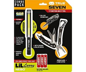 True Utility Seven & Nebo Lil-Larry TU180CP1 Multitool Anzahl Funktionen 8 Negro, Acero Fino