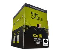 TrueCABLE Cat6 Riser (CMR), 1000ft, Solid Bare Copper, 550 MHz, ETL Listed, 23AWG 4 Pares, Unshielded Twisted Pair (UTP), Bulk Ethernet Cable 1000ft Negro