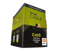 TrueCABLE Cat6 Riser (CMR), 1000ft, Solid Bare Copper, 550 MHz, ETL Listed, 23AWG 4 Pares, Unshielded Twisted Pair (UTP), Bulk Ethernet Cable 1000ft Naranja