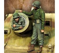 TRUEGRIS 1/35 Figuras de Resina de Soldados de la tripulación de Tanques estadounidenses de la Segunda Guerra Mundial sin Pintar ni ensamblar (2 Figuras, sin Tanque) //7Q8IX20S