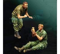 TRUEGRIS 1/35 Figuras de Resina de Soldados de la tripulación de Tanques estadounidenses de la Segunda Guerra Mundial sin Pintar ni ensamblar (2 Figuras, sin Tanque) //7Q8IX29S