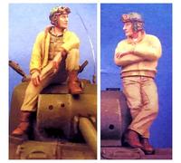 TRUEGRIS 1/35 Figuras de Resina de Soldados de la tripulación de Tanques estadounidenses de la Segunda Guerra Mundial sin Pintar ni ensamblar (2 Figuras, sin Tanque) //7Q8IX21S