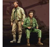 TRUEGRIS 1/35 Figuras de Resina de Soldados de la tripulación de Tanques estadounidenses de la Segunda Guerra Mundial sin Pintar ni ensamblar (2 Figuras, sin Tanque) //7Q8IX12S