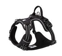 Truelove Arnés para perro, sin tirones, ajustable, reflectante, de nailon suave, para mascotas pequeñas y grandes, TLH56512 (L, negro)