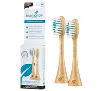 truemorrow Cabezales sostenibles de bambú para cepillo de dientes sónico happybrush Eco VIBE 3, 2 unidades, mango biodegradable sin plástico, vegano, neutro en el medio ambiente, cerdas medianas, azul
