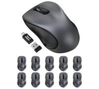 Trueque Paquete de 10 ratones inalámbricos para laptop, mouse ergonómico de 2.4 GHz con botones de atrás y adelante, 3 niveles de velocidad de seguimiento, 6 botones, mouse óptico USB inalámbrico para