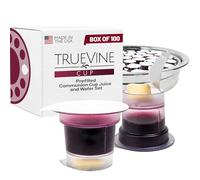 TrueVine Juego de tazas de comunión y obleas precargadas en la parte superior e inferior, juegos de pan y jugo (100 unidades (paquete de 1))