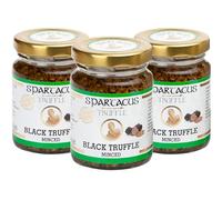 Trufas Negras Spartacus Conservadas en Aceite de Oliva Virgen Extra - Condimento Gourmet Perfecto para Pizza, Pasta, Ensaladas, Patatas, Carne y Huevos - Vegano y Sin Gluten (Trufas Picadas 270g)