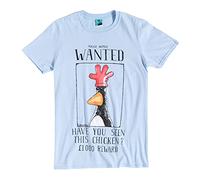 TruffleShuffle Mens Blue Wallace and Gromit Feathers Mcgraw Wanted Poster T Shirt