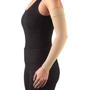 Truform Manga de compresión para brazo de linfedema, 20-30 mmHg, soporte posterior a la mastectomía, banda de agarre superior de puntos, beige, talla M