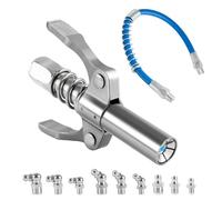 Trukafie Engrasadora Manual, Doble Asa Engrasadores, Engrasadora con Manguera de 30 cm y 9 engrasadores M6 M8 M10, Boquilla Engrasadora para Todo Tipo de Pistolas de Engrase