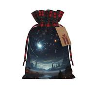 Trukd Bolsas de regalo de arpillera de Navidad con cordón, bolsas de regalo para caramelos, regalos de fiesta de vacaciones La luna, las estrellas y los planetas