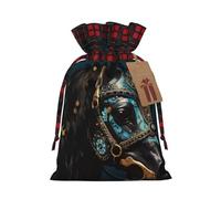 Trukd Bolsas de regalo de arpillera de Navidad con cordón, bolsas de regalo para dulces, regalos de fiesta de vacaciones, bolsas de caballos de guerra medieval