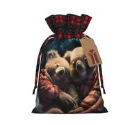 Trukd Bolsas de regalo de arpillera de Navidad con cordón, bolsas de regalo para dulces, regalos de fiesta de vacaciones, bolsas de padre e hijo de koala