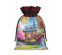 Trukd Bolsas de regalo de arpillera de Navidad con cordón, bolsas de regalo para dulces, regalos de fiesta de vacaciones, bolsas de cuento de hadas de unicornio