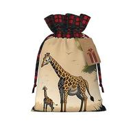 Trukd Bolsas de regalo de arpillera de Navidad con cordón, bolsas de regalo para dulces, regalos de fiesta de vacaciones, bolsas de jirafa para madre e hijo