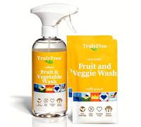 Truly Free Kit de iniciación de lavado natural de frutas y verduras, limpiador de verduras y productos orgánicos y lavadora de frutas, suministros para la salud y el hogar, botella de spray de 16