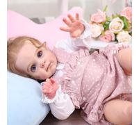 Truly Soft Realista Muñeca Bebé Reborn 50 cm, Hecho a Mano Bebé Recién Nacido Muñeca de Silicona Suave Bebe Reborn Vestido Rosa Con Lunares, Ropa Casual Para Bebés Juguetes Infantiles