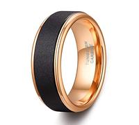 TRUMIUM Anillo de boda de carburo de tungsteno de 6 mm, 8 mm, para hombres y mujeres, borde de paso, incrustaciones de piedra arenisca de oro rosa, ajuste cómodo, 5-13, Carburo de tungsteno,