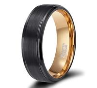 TRUMIUM Anillos de tungsteno de 4 mm, 6 mm, 8 mm, para hombres y mujeres, chapado en oro rosa, negro, acabado cepillado mate, ajuste cómodo, talla 4-15, 13.5, Carburo de tungsteno, Sin piedra preciosa