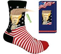 Trump calcetines con pelo - Unisex divertido regalo calcetines novedad presidente 2020 calcetines con peine - Negro - Talla única