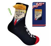 Trump Calcetines con Pelo - Unisex Divertido Regalo - Novedad Presidente 2020 - Negro - Talla Única